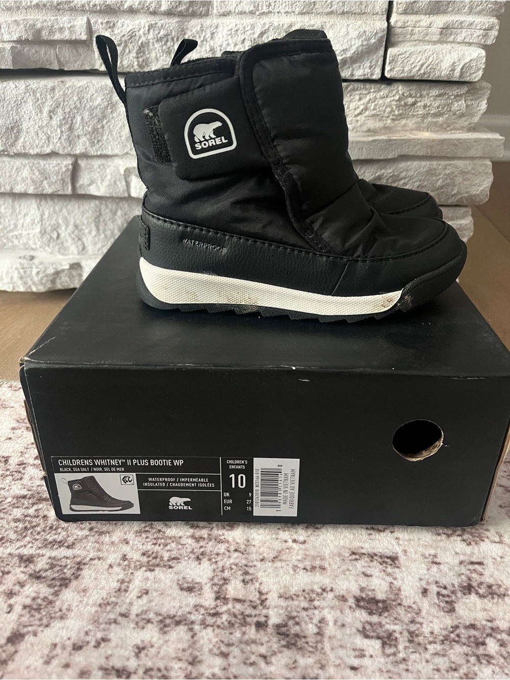 Sorel Kids Black Waterproof Winter Booties